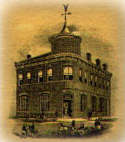 engraving of a bank building